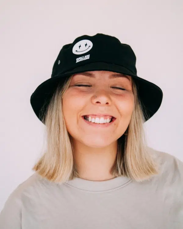 Girls are Awesome Bucket Hat AK Smiley Black