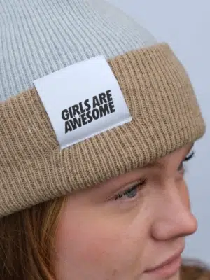 Girls are Awesome Single Drip Lamb Wool Beanie Light Blue