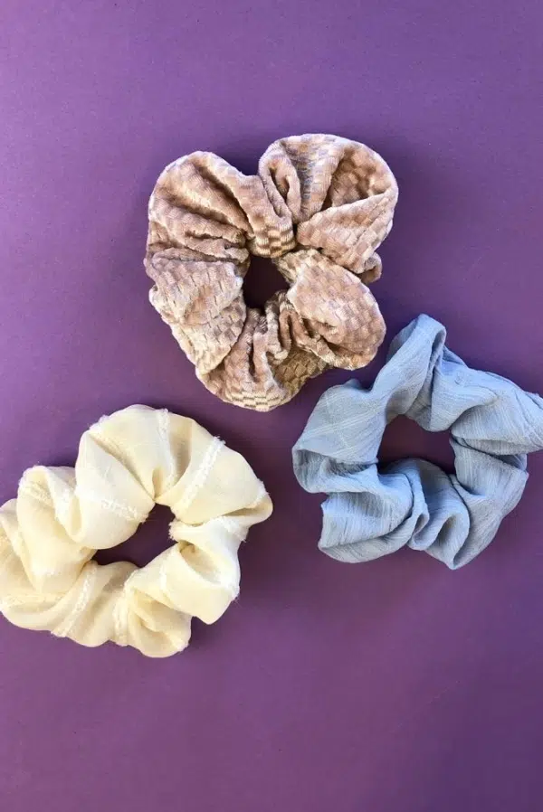 24 Colors Scrunchie 3-pack purple yellow white