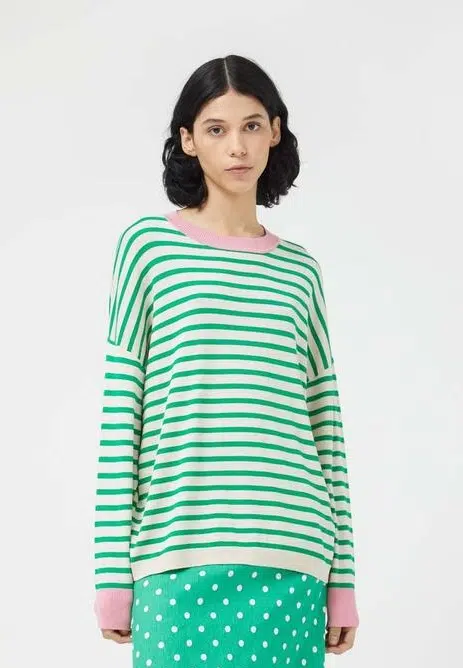 Compania Fantastica Dünner Strickpullover gestreift grün