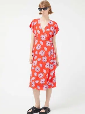 Compania Fantastica Kleid lang mit Blumen rot