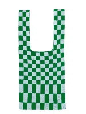 No Cream Shopper Bag Weiss Grün kariert